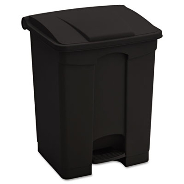 Large Capacity Plastic Step-On Receptacle, 17 Gal, Plastic, Black