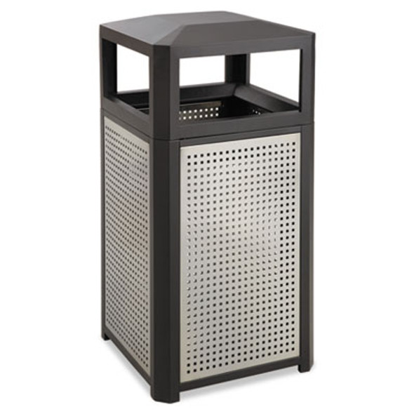 Evos Series Steel Waste Container, 38 Gal., Steel, Black
