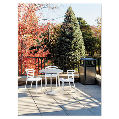 Evos Series Steel Waste Container, 38 Gal., Steel, Black