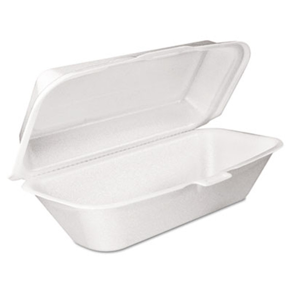 Foam Hinged Lid Container, Hoagie Container With Removable Lid, 5.3 X 9.8 X 3.3, White, 125/Bag, 4 Bags/Carton