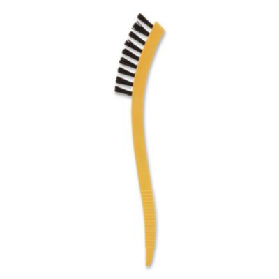 Synthetic-Fill Tile And Grout Brush, Black Plastic Bristles, 2.5" Brush, 8.5" Yellow Plastic Handle