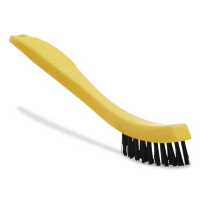 Synthetic-Fill Tile And Grout Brush, Black Plastic Bristles, 2.5" Brush, 8.5" Yellow Plastic Handle