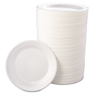 Quiet Classic Laminated Foam Dinnerware, Plate, 9" Dia, White, 500/Carton