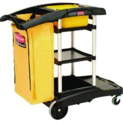 Hygen Microfiber Healthcare Cleaning Cart, Plastic, 3 Shelves, 5 Bins, 22" x 48.25" x 44", Yellow/Black/Silver