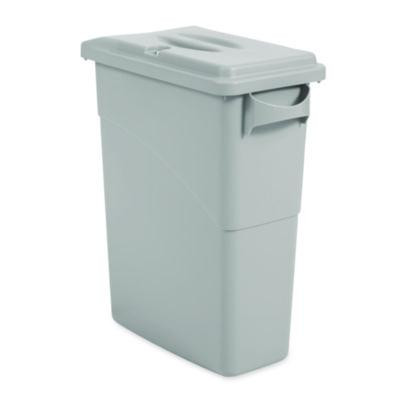Slim Jim Confidential Document Waste Receptacle With Lid, 23 Gal, Light Gray
