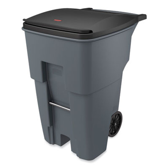 Brute Roll-Out Heavy-Duty Container, 95 Gal, Polyethylene, Gray