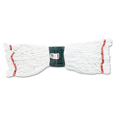 Web Foot Shrinkless Looped-End Wet Mop Head With 5" Headband, Cotton/Synthetic, Medium, White, 6/Carton
