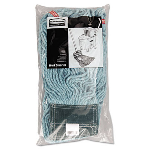 Web Foot Wet Mop Head, Shrinkless, Cotton/Synthetic, Green, Medium, 6/Carton