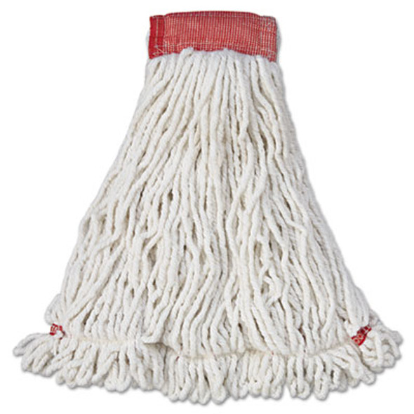 Web Foot Wet Mop Head, Shrinkless, Cotton/Synthetic, White, Large, 6/Carton