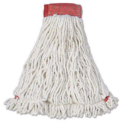 Web Foot Wet Mop Head, Shrinkless, Cotton/Synthetic, Large, White,  6/Carton