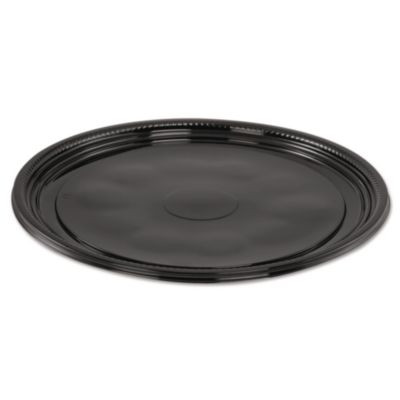Caterline Casuals Thermoformed Platters, 12" Diameter, Black. Plastic, 25/Carton