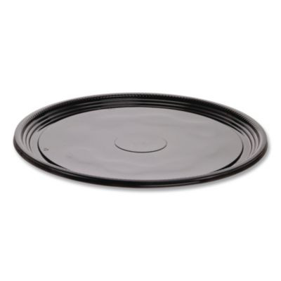 Caterline Casuals Thermoformed Platters, 12" Diameter, Black. Plastic, 25/Carton