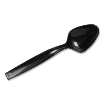 Caterline Plastic Serving Spoons, 9", Black, 144/Carton