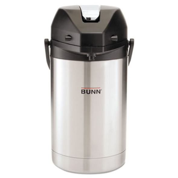 Lever Action Airpot, 84 Oz, Stainless Steel/Black