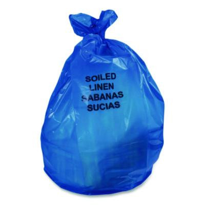 Linear Low Density Health Care Can Liners, Soiled Linen, 30 Gal, 1.3 Mil, 30" x 43", Blue, 200/Carton