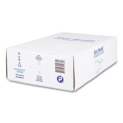 Ice Bucket Liner Bags, 96 Oz, 6" x 6" x 12", Clear, 1,000/Carton
