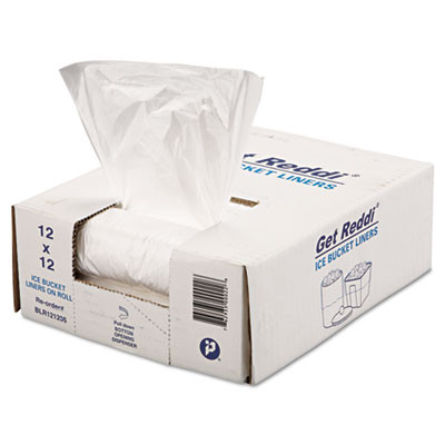 Ice Bucket Liner Bags, 96 Oz, 0.24 Mil, 12" x 12", Clear, 1,000/Carton