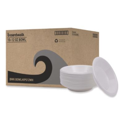 Hi-Impact Plastic Dinnerware, Bowl, 10 Oz To 12 Oz, White, 1,000/Carton