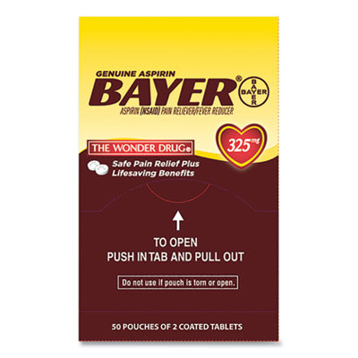 Aspirin Tablets, Two-Pack, 50 Packs/Box