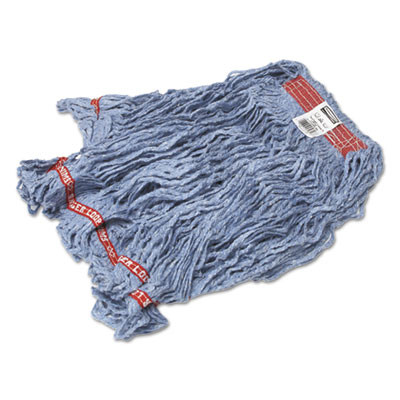 Swinger Loop Wet Mop Heads, Cotton/Synthetic, Large, Blue, 6/Carton