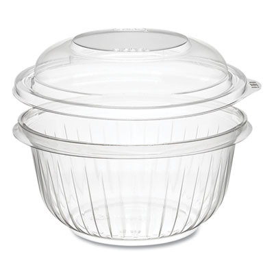 Presentabowls Bowl/Lid Combo-Paks, Dome Lid, 16 Oz, Clear, Plastic, 63/Pack, 4 Packs/Carton