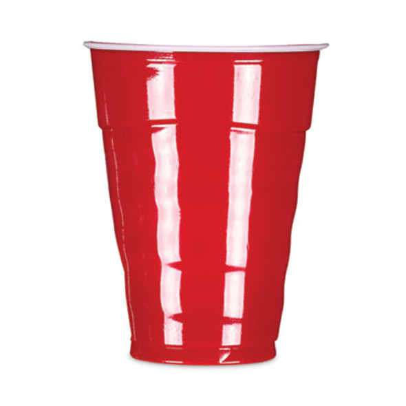 Easy Grip Disposable Plastic Party Cups, 9 Oz, Red, 50/Pack, 12 Packs/Carton