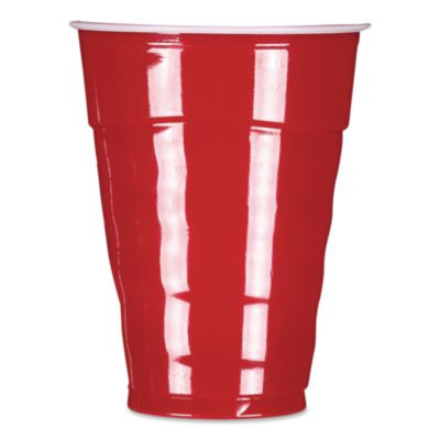 Easy Grip Disposable Plastic Party Cups, 9 Oz, Red, 50/Pack, 12 Packs/Carton