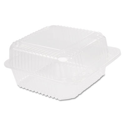 Staylock Clear Hinged Lid Containers, 6.5 x 6.1 x 3, Clear, Plastic, 125/Pack, 4 Packs/Carton