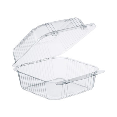Staylock Clear Hinged Lid Containers, 6.5 x 6.1 x 3, Clear, Plastic, 125/Pack, 4 Packs/Carton