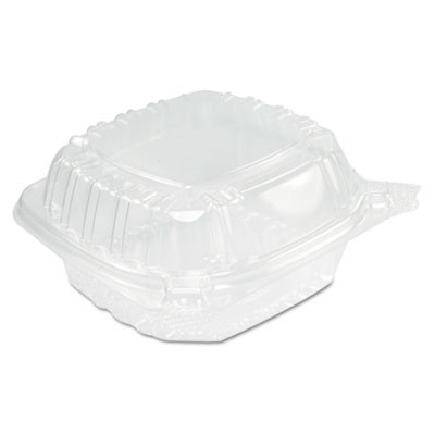 Clearseal Hinged-Lid Plastic Containers, Sandwich Container, 13.8 Oz, 5.4 x 5.3 x 2.6, Clear, Plastic, 500/Carton
