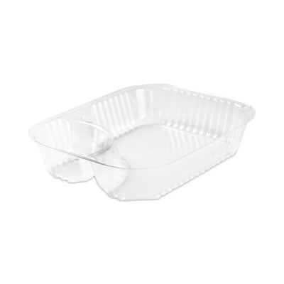 Clearpac Large Nacho Tray, 2 Compartments, 3.3 Oz, 6.2 x 6.2 x 1.6, Clear, Plastic, 500/Carton