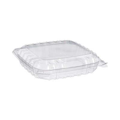 Clearseal Hinged-Lid Plastic Containers, 8.31 x 8.31 x 2, Clear, Plastic, 125/Bag, 2 Bags/Carton