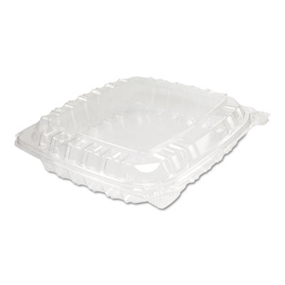 Clearseal Hinged-Lid Plastic Containers, 8.31 x 8.31 x 2, Clear, Plastic, 125/Bag, 2 Bags/Carton
