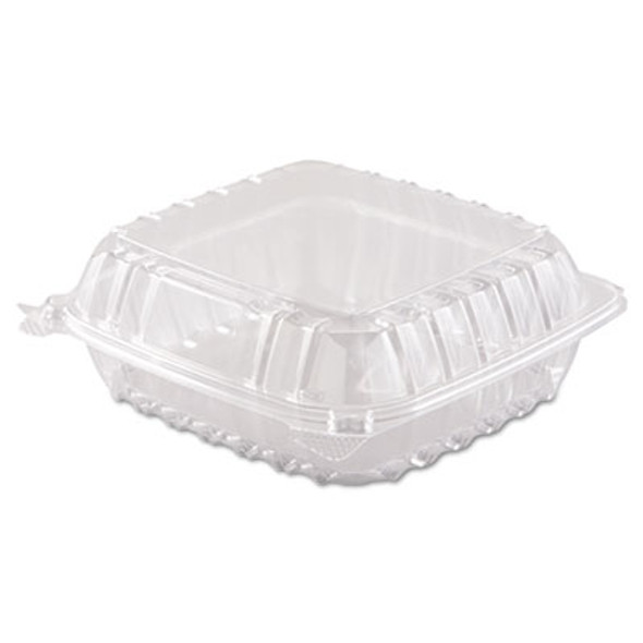Clearseal Hinged-Lid Plastic Containers, 8.3 x 8.3 x 3, Clear, Plastic, 250/Carton