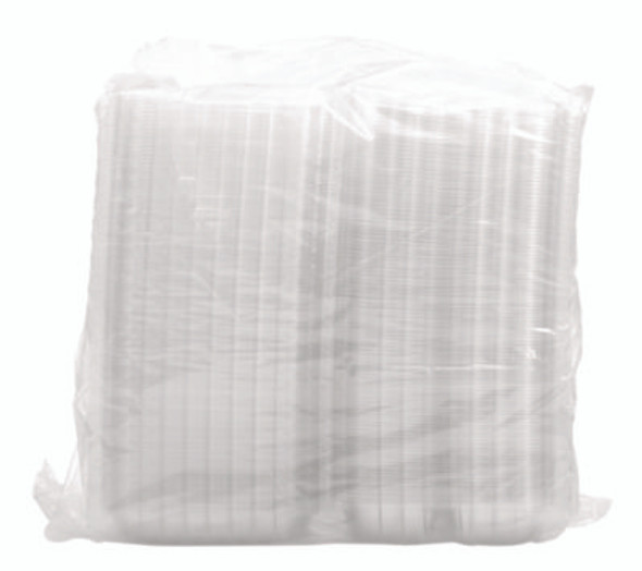 Clearseal Hinged-Lid Plastic Containers, 8.25 x 8.25 x 3, Clear, Plastic, 125/Pack, 2 Packs/Carton