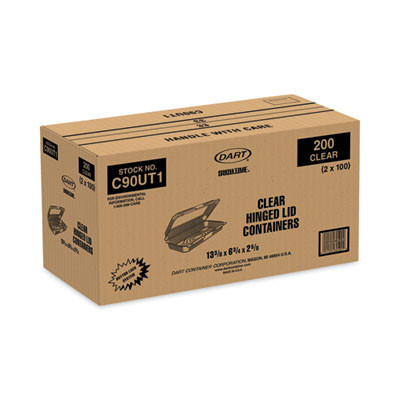 Staylock Clear Hinged Lid Containers, 50.2 Oz, 6.8 x 13.4 x 2.6, Plastic, 200/Carton