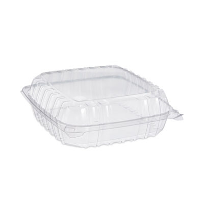 Clearseal Hinged-Lid Plastic Containers, 9.3 x 8.8 x 3, Clear, Plastic, 100/Bag, 2 Bags/Carton