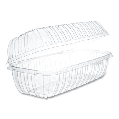 Showtime Clear Hinged Containers, Hoagie Container, 29.9 Oz, 5.1 x 9.9 x 3.5, Clear, Plastic, 100/Bag, 2 Bags/Carton
