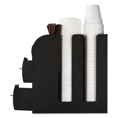 Coffee Condiment Caddy Organizer, 10 Compartments, 5.4 x 11 x 12.6, Black