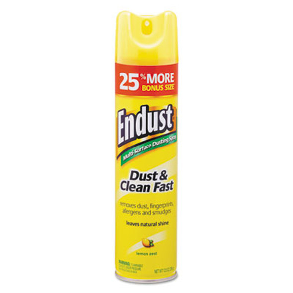 Endust Multi-Surface Dusting And Cleaning Spray, Lemon Zest, 12.5 Oz Aerosol Spray, 6/Carton