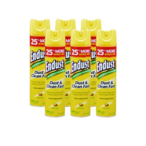 Endust Multi-Surface Dusting And Cleaning Spray, Lemon Zest, 12.5 Oz Aerosol Spray, 6/Carton