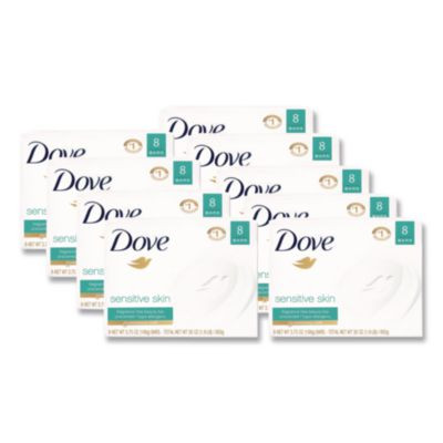 Sensitive Skin Bath Bar, Unscented, 3.75 Oz, 8 Bars/Pack, 9 Packs/Carton