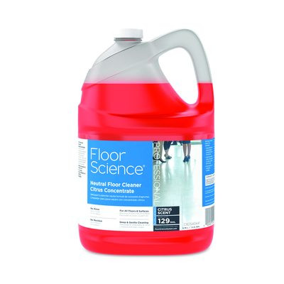Floor Science Neutral Floor Cleaner Concentrate, Citrus Scent, 1 Gal Container, 4/Carton
