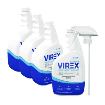 Virex All-Purpose Disinfectant Cleaner, Lemon Scent, 32 Oz Spray Bottle, 4/Carton