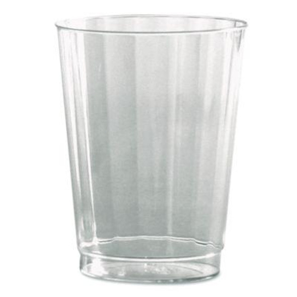 Classic Crystal Plastic Tumblers, 10 Oz, Clear, Fluted, Tall, 20/Pack, 12 Packs/Carton