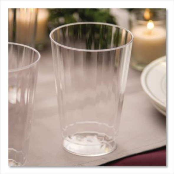 Classic Crystal Plastic Tumblers, 12 Oz, Clear, Fluted, Tall, 20/Pack, 12 Packs/Carton