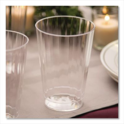 Classic Crystal Plastic Tumblers, 12 Oz, Clear, Fluted, Tall, 20/Pack, 12 Packs/Carton