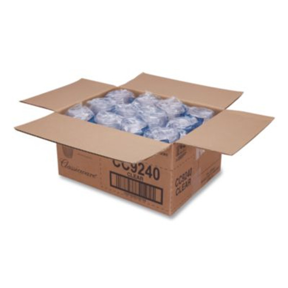 Classic Crystal Plastic Tumblers, 9 Oz, Clear, Fluted, Squat, 20/Pack, 12 Packs/Carton