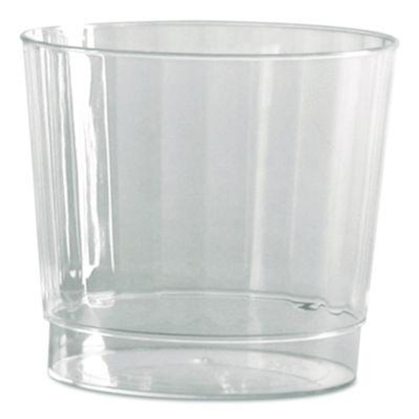 Classic Crystal Plastic Tumblers, 9 Oz, Clear, Fluted, Rocks Squat, 20/Pack, 12 Packs/Carton