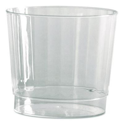 Classic Crystal Plastic Tumblers, 9 Oz, Clear, Fluted, Rocks Squat, 20/Pack, 12 Packs/Carton